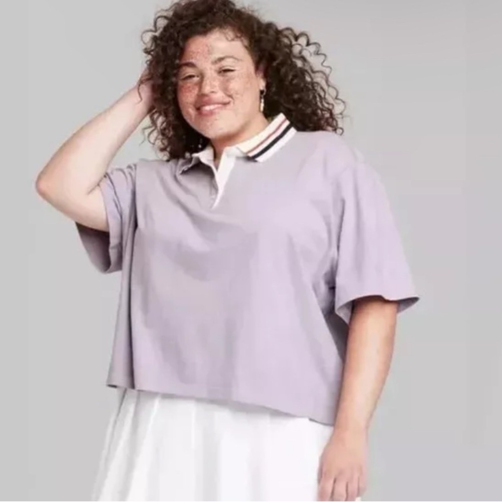 Women's Plus Size Short Sleeve Rugby Shirt - Wild Fable - Picture 2 of 7